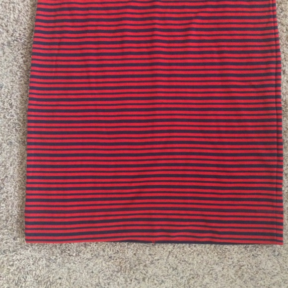 MERONA Red And Navy Striped Sheath Dress With 3/4 Sleeves - Picture 7 of 13